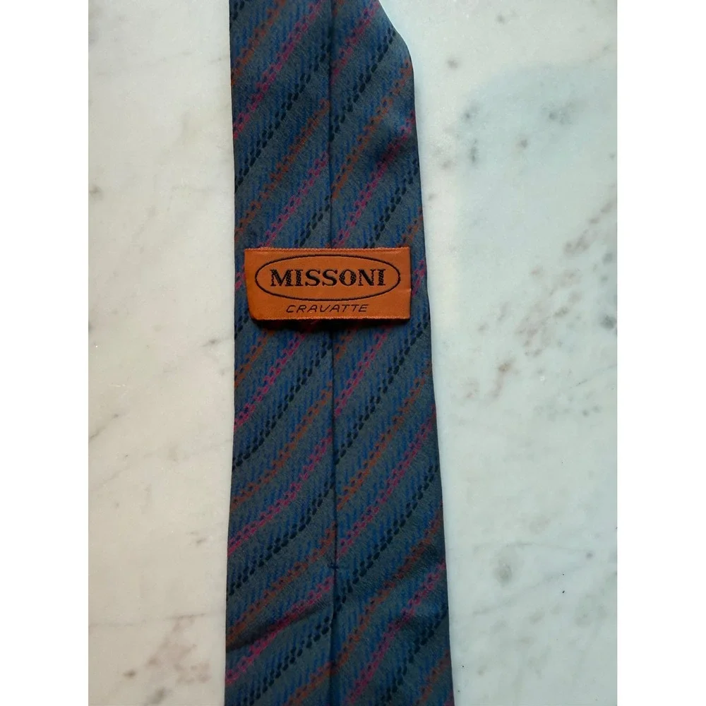 Missoni Classic Cravatte Silk Tie Mens Zigzag Geometric Made in Italy